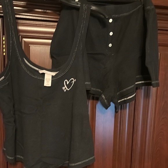 Victoria's Secret Black Pajama Top with Henley Neckline - Picture 1 of 5